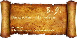 Berghofer Jónás névjegykártya
